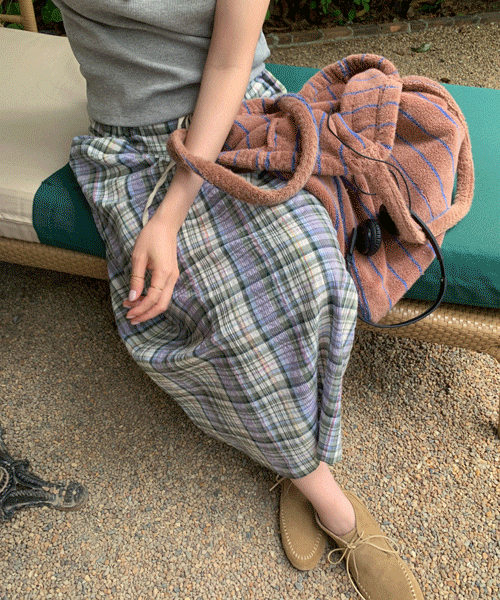 Teder check skirt (카키)
