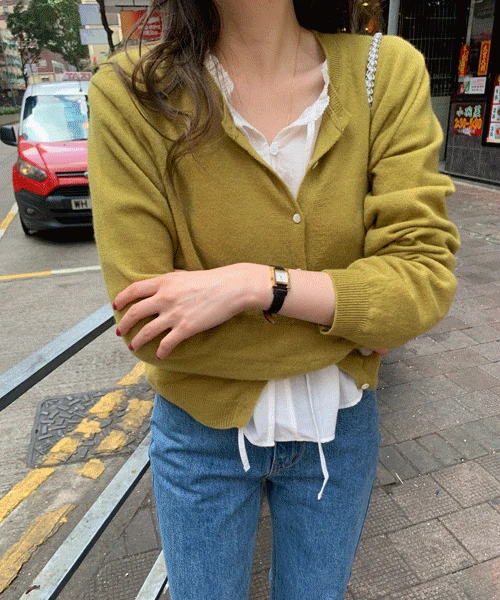 [캐시미어/슈퍼파인울 60%] Femu wool cardigan (올리브)