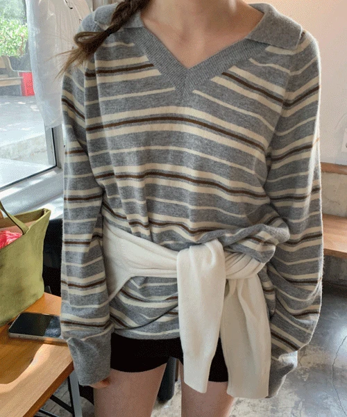 [캐시미어/메리노울 20%] Nuty collar knit (2color)