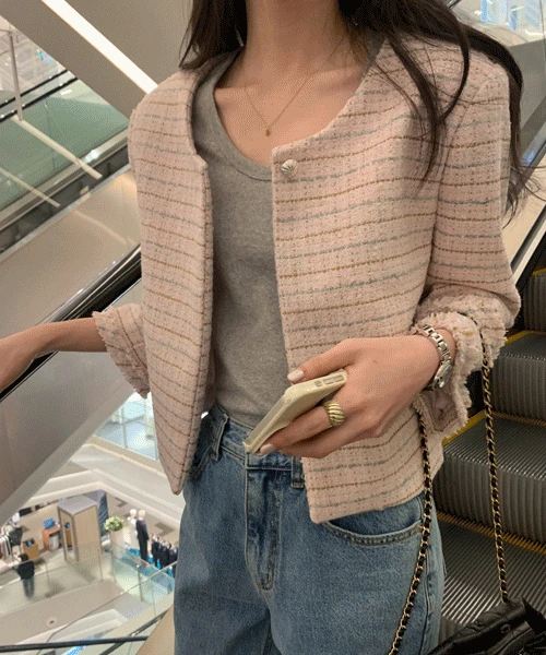 Nubell tweed jacket (핑크)